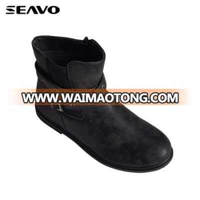 SEAVO girls black pu upper ankle boots