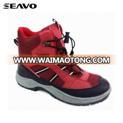 SEAVO women red pu and nylon upper high cut style trekking shoes